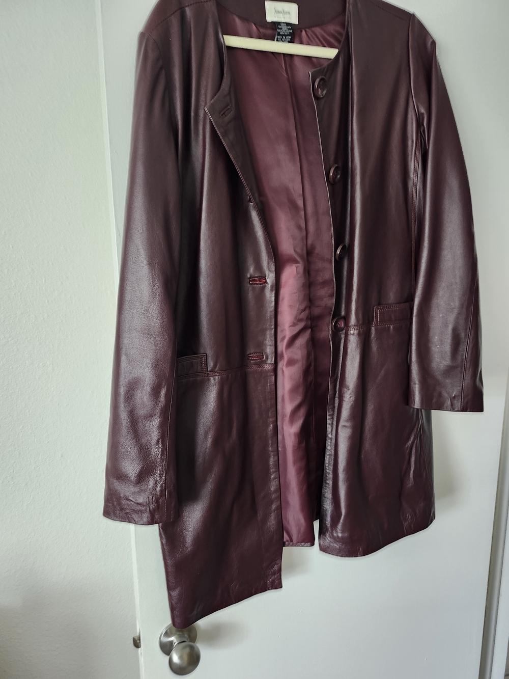 Neiman Marcus Women's Burgundy Leather Coat